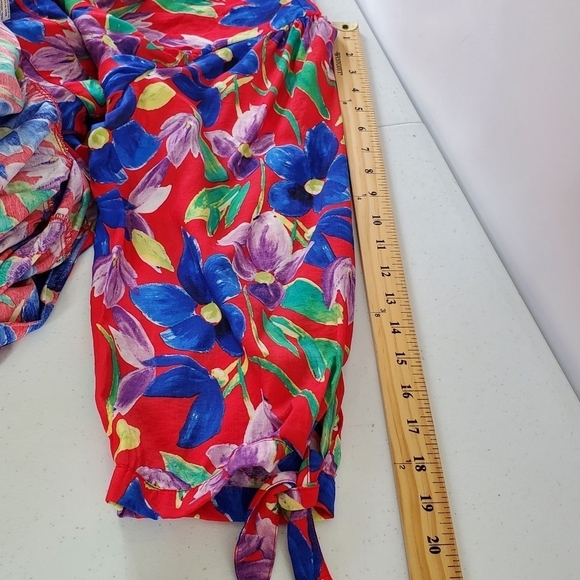Skies Are Blue Floral Wrap Dress Size 2X Maxi Tiered Tie Sleeve Colorful Party - Picture 10 of 16